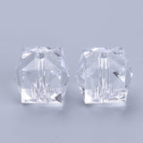 Transparent Acrylic Beads, Faceted, Cube, Clear, 8x8x7.5mm, Hole: 1.6mm, about 1730pcs/500g