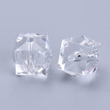 Transparent Acrylic Beads, Faceted, Cube, Clear, 8x8x7.5mm, Hole: 1.6mm, about 1730pcs/500g