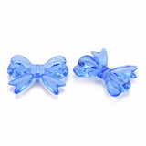 Transparent Acrylic Beads, Bowknot, Blue, 23x29.5x6mm, Hole: 1.6mm, about 293pcs/500g