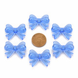 Transparent Acrylic Beads, Bowknot, Blue, 23x29.5x6mm, Hole: 1.6mm, about 293pcs/500g