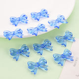 Transparent Acrylic Beads, Bowknot, Blue, 23x29.5x6mm, Hole: 1.6mm, about 293pcs/500g