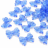 Transparent Acrylic Beads, Bowknot, Blue, 23x29.5x6mm, Hole: 1.6mm, about 293pcs/500g