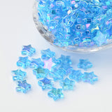 Eco-Friendly Transparent Acrylic Beads, Star, AB Color, Deep Sky Blue, 10x4mm, Hole: 1.5mm, about 100pcs/bag