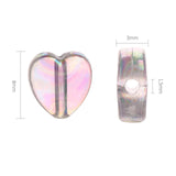 Eco-Friendly Transparent Acrylic Beads, Dyed, AB Color, Heart, Clear AB, 8x8x3mm, Hole: 1.5mm, 100pcs/bag