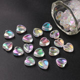 Eco-Friendly Transparent Acrylic Beads, Dyed, AB Color, Heart, Clear AB, 8x8x3mm, Hole: 1.5mm, 100pcs/bag