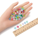 100Pcs 2 Style Eco-Friendly Transparent Acrylic Beads, Heart/Star, Dyed, AB Color, Mixed Color, 8~10x8~10x3~4mm, Hole: 1.5mm, 50pcs/style