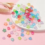 100Pcs 2 Style Eco-Friendly Transparent Acrylic Beads, Heart/Star, Dyed, AB Color, Mixed Color, 8~10x8~10x3~4mm, Hole: 1.5mm, 50pcs/style