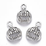 50 Pcs 10 Styles Halloween Theme Tibetan Style Alloy Pendants, Lead Free & Cadmium Free, Mixed Shapes, Antique Silver, 15~34.5x12~21x2.5~5.5mm, Hole: 1~2.5mm, 5pcs/style, 10 styles, 50pcs/set