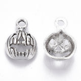 50 Pcs 10 Styles Halloween Theme Tibetan Style Alloy Pendants, Lead Free & Cadmium Free, Mixed Shapes, Antique Silver, 15~34.5x12~21x2.5~5.5mm, Hole: 1~2.5mm, 5pcs/style, 10 styles, 50pcs/set