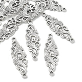 Tibetan Style Alloy Connector Charms, Leaf Links, Antique Silver, 29.5x9.5x1mm, Hole: 1.5mm, 10pc/Set