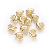 Alloy Beads, Ocean Theme, Lead Free & Nickel Free & Cadmium Free, Shell, Real 14K Gold Plated, 8x11x4.5mm, Hole: 1.5mm, 50pc/Set