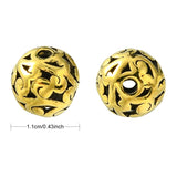 Tibetan Style Hollow Alloy Beads, Round, Golden, 11mm, 10pc/Set