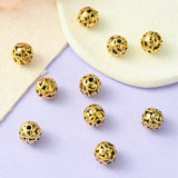 Tibetan Style Hollow Alloy Beads, Round, Golden, 11mm, 10pc/Set