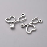 Tibetan Style Alloy Pendants, Stethoscope, Antique Silver, 21.5x13.5x3mm, Hole: 1.5mm, 50pc/Set