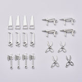 Mixed Tools Metal Charms Tibetan Style Alloy Pendants, Saw & Axe & Saw & Scissor & Drill, for DIY Jewelry Making and Crafting, Antique Silver, 20pcs/set