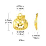 20Pcs Halloween Pumpkin Jack-O'-Lantern Alloy Pendants, Lead Free & Cadmium Free, Golden, 18x16x3mm, Hole: 1.8mm