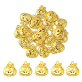 20Pcs Halloween Pumpkin Jack-O'-Lantern Alloy Pendants, Lead Free & Cadmium Free, Golden, 18x16x3mm, Hole: 1.8mm