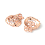 20Pcs Halloween Pumpkin Jack-O'-Lantern Alloy Pendants, Lead Free & Cadmium Free, Rose Gold, 18x16x3mm, Hole: 1.8mm