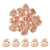 20Pcs Halloween Pumpkin Jack-O'-Lantern Alloy Pendants, Lead Free & Cadmium Free, Rose Gold, 18x16x3mm, Hole: 1.8mm