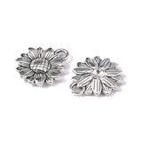 Sunflower Tibetan Style Alloy Pendants, Cadmium Free & Lead Free, Antique Silver, 18x15.5x2.5mm, Hole: 2mm, 10pc/Set