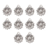 Sunflower Tibetan Style Alloy Pendants, Cadmium Free & Lead Free, Antique Silver, 18x15.5x2.5mm, Hole: 2mm, 10pc/Set