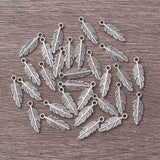 Tibetan Style Alloy Pendants, Feather, Antique Silver, 15x5x1.5mm, Hole: 1mm., 30pc/Set