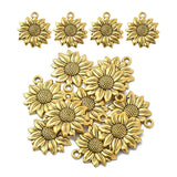 10PCS Sunflower Tibetan Style Alloy Pendants, Antique Golden, 21.5x19x2.5mm, Hole: 1.8mm, 10pc/Set