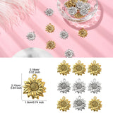 10PCS 2Colors Sunflower Tibetan Style Alloy Pendants, Mixed Color, 21.5x19x2.5mm, Hole: 1.8mm, 5pcs/color