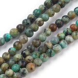 Natural African Turquoise(Jasper) Beads Strands, Round, 4mm, Hole: 1mm, about 86pcs/strand, 15 inch, 5Strand/Set