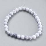 Natural Howlite Beads Strands, Round, White, 6mm, Hole: 1mm, about 32pcs/strand, 7.6 inch, 10Strand/Set