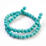 Synthetic Turquoise Beads Strands, Dyed, Round, Light Sea Green, 8mm, Hole: 1mm, about 50pcs/strand, 15.35 inch, 20Strand/Set