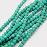 Synthetic Turquoise Beads Strands, Dyed, Round, Light Sea Green, 8mm, Hole: 1mm, about 50pcs/strand, 15.35 inch, 20Strand/Set