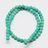 Synthetic Turquoise Beads Strands, Dyed, Round, Light Sea Green, 8mm, Hole: 1mm, about 50pcs/strand, 15.35 inch, 20Strand/Set