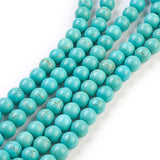 Synthetic Turquoise Beads Strands, Dyed, Round, Light Sea Green, 8mm, Hole: 1mm, about 50pcs/strand, 15.35 inch, 20Strand/Set