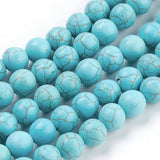 Synthetic Turquoise Beads Strands, Round, Turquoise, 10mm, Hole: 1.5mm, about about 40pcs/strand, 20Strand/Set