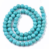 Synthetic Turquoise Beads Strands, Round, Turquoise, 6mm, Hole: 1mm, about 60pcs/strand, 20Strand/Set