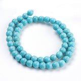 Synthetic Turquoise Beads Strands, Round, Turquoise, 8mm, Hole: 1mm, about about 50pcs/strand, 20Strand/Set