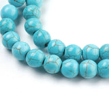 Synthetic Turquoise Beads Strands, Round, Turquoise, 8mm, Hole: 1mm, about about 50pcs/strand, 20Strand/Set