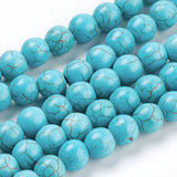 Synthetic Turquoise Beads Strands, Round, Turquoise, 8mm, Hole: 1mm, about about 50pcs/strand, 20Strand/Set