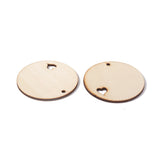 Unfinished Natural Poplar Wood Pendants, Undyed, Flat Round with Heart, BurlyWood, 49.5x2.5mm, Hole: 3mm, 100pc/Set