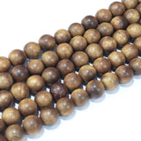 Natural Sandalwood Beads Strands, Round, Olive, 6mm, Hole: 1mm, about 64pcs/strand, 15.7 inch(40cm), 5Strand/Set