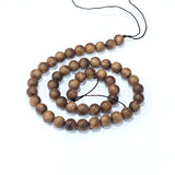 Natural Sandalwood Beads Strands, Round, Olive, 6mm, Hole: 1mm, about 64pcs/strand, 15.7 inch(40cm), 5Strand/Set