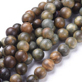 Natural Sandalwood Beads Strands, Round, Olive, 6mm, Hole: 1mm, about 64pcs/strand, 15.7 inch(40cm), 5Strand/Set