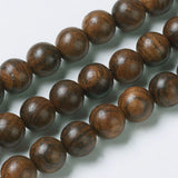 Natural Yellow Rosewood Beads, Round, Coconut Brown, 6mm, Hole: 1mm, about 63pcs/strand, 14.9 inch(38cm), 5Strand/Set