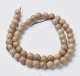 Natural Wood Beads Strands, Round, BurlyWood, 6mm, Hole: 1mm, about 63pcs/strand, 14.9 inch(38cm), 5Strand/Set