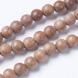 Natural Wood Beads Strands, Round, BurlyWood, 6mm, Hole: 1mm, about 63pcs/strand, 14.9 inch(38cm), 5Strand/Set