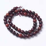 Natural Burmese Rosewood Beads Strands, Round, Coconut Brown, 8mm, Hole: 1mm, about 49pcs/strand, 15.5 inch(39.5cm), 5Strand/Set