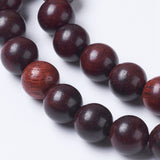 Natural Burmese Rosewood Beads Strands, Round, Coconut Brown, 8mm, Hole: 1mm, about 49pcs/strand, 15.5 inch(39.5cm), 5Strand/Set