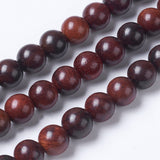 Natural Burmese Rosewood Beads Strands, Round, Coconut Brown, 8mm, Hole: 1mm, about 49pcs/strand, 15.5 inch(39.5cm), 5Strand/Set