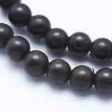 Natural Ebony Wood Beads Strands, Round, Dyed, 8mm, Hole: 1mm, about 50pcs/strand, 15.7 inch(40cm), 5Strand/Set